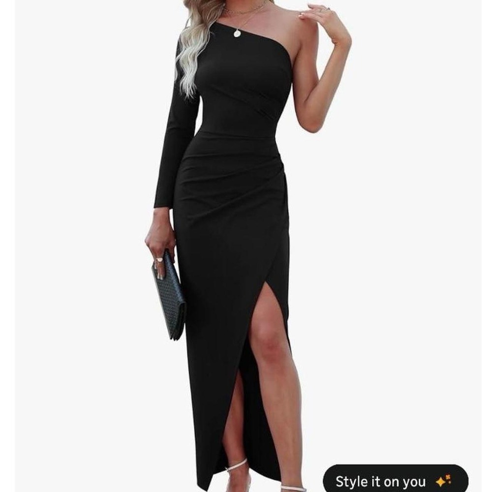 Zesica Womens One Shoulder Long Sleeve Cocktail Dress Sexy Bodycon Dress